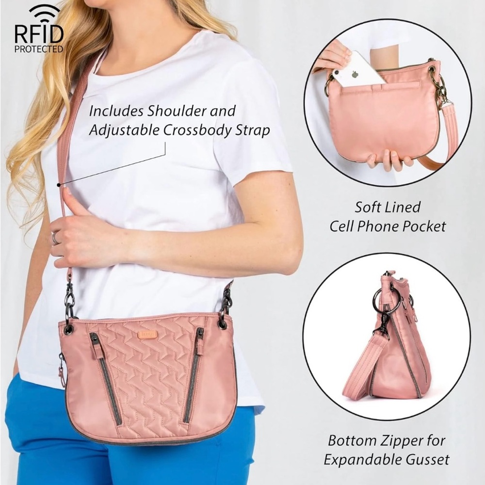 Lug Swivel Blush Pink Quilted Crossbody Bag Should Strap Convertible NWOT Purse